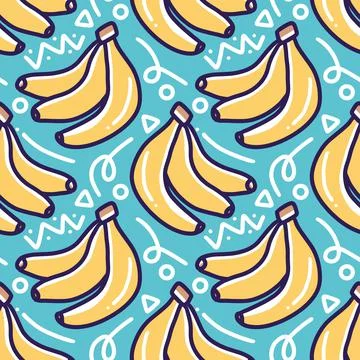 Pattern of banana hand drawing Illustrazione stock