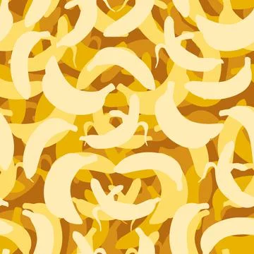 Pattern of banana silhouettes of different colors Stock Illustration