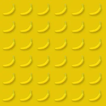 A pattern of bananas. Bananas on a yellow background. Stock Photos