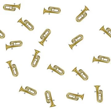 Pattern band tuba cartoon vector Stock Illustration
