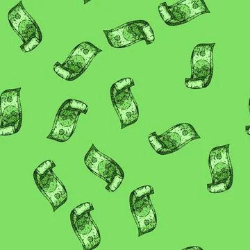 Pattern banknote dollar bill sketch hand drawn Stock Illustration