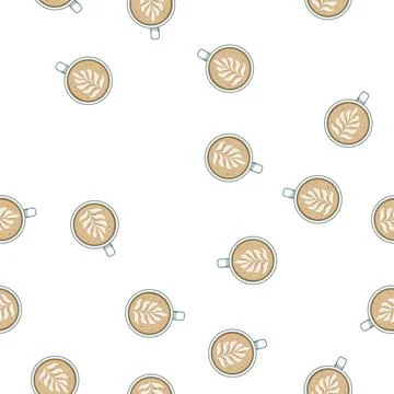 Pattern barista latte art coffee cartoon vector Stock Illustration