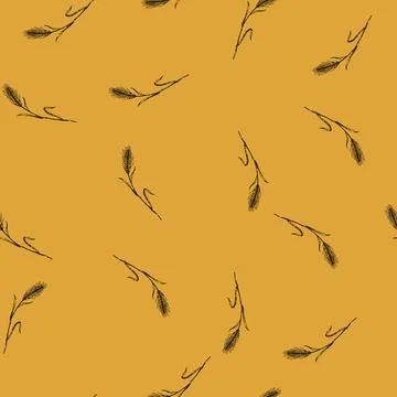 Pattern barley rye sketch hand drawn Stock Illustration