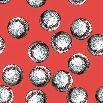 Pattern base baseball ball sketch hand drawn Stock Illustration