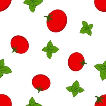 Pattern with basil and tomato Illustrazione stock