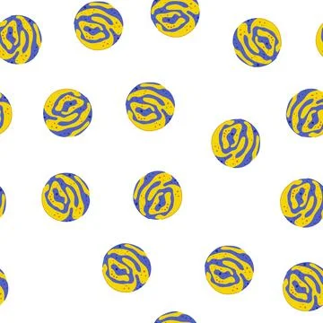 Pattern bath bomb dissolving with yellow and blue swirls Stockillustratie