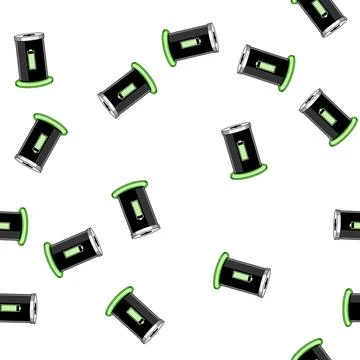 Pattern Battery recycling container featuring a full charge icon on its side, 스톡 일러스트