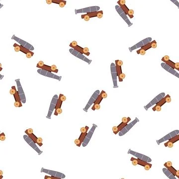 Pattern battle cannon gun cartoon vector Stock Illustration