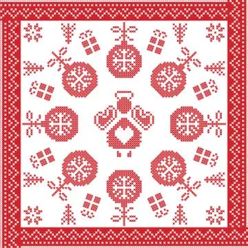 Pattern with baubles tile Stock Illustration