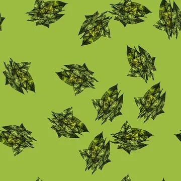 Pattern bay leaf herb green sketch hand drawn イラスト素材