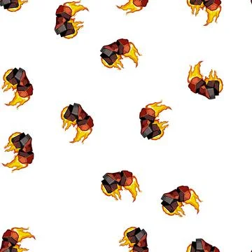 Pattern bbq fire charcoal cartoon vector Stock Illustration