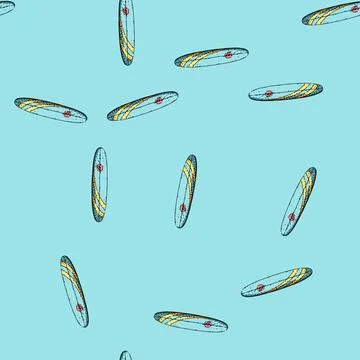 Pattern beach surfboard sketch hand drawn Stockillustratie