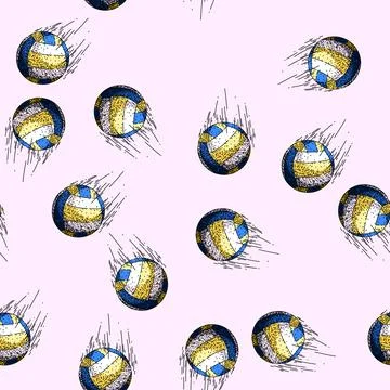 Pattern beach volleyball ball sketch hand drawn 스톡 일러스트