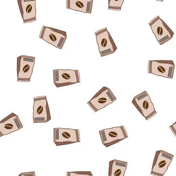 Pattern bean coffee packaging cartoon vector Stock Illustration