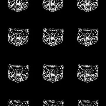 Pattern bear head, icon. Stock Illustration