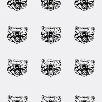 Pattern bear head, icon. Stock Illustration