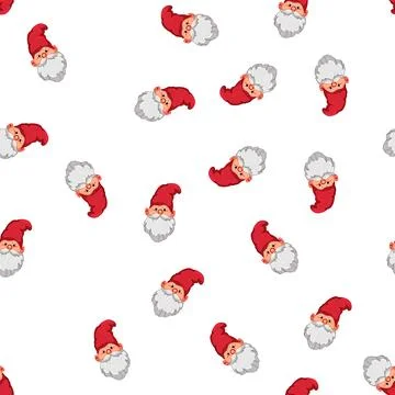Pattern beard garden gnome cartoon vector Stock Illustration