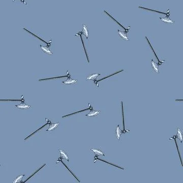 Pattern bearded axe medieval sketch hand drawn Stock Illustration