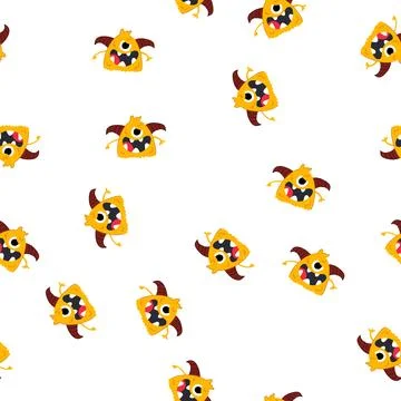 Pattern beast monster with horns cartoon vector Stock Illustration