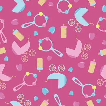 Pattern beautiful baby stuff vector Stock Illustration