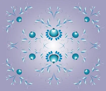 Pattern of beautiful blue flowers on a blue base. EPS10 vector illustration Stockillustratie