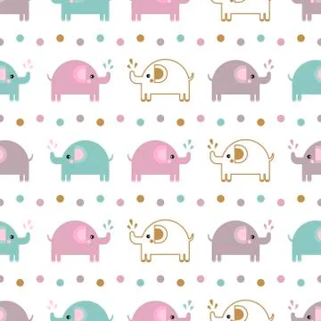 Pattern of beautiful elephants. Pattern Background with elephants. Children's Stock Illustration