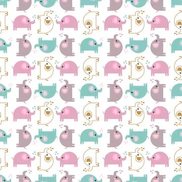 Pattern of beautiful elephants. Pattern Background with elephants. Children's Stock Illustration