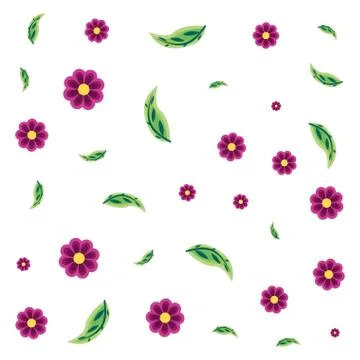 Pattern of beautiful flowers and leafs 스톡 일러스트