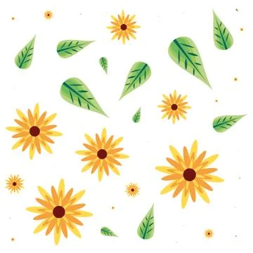 Pattern of beautiful flowers and leafs Stock Illustration