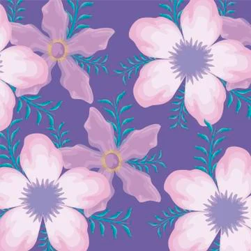 Pattern of beautiful flowers with branches and leafs 스톡 일러스트