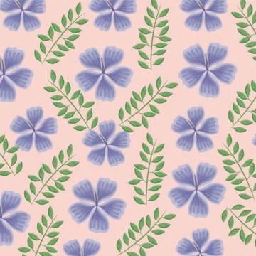 Pattern of beautiful flowers with branches and leafs Stock Illustration