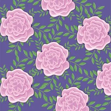 Pattern of beautiful flowers with branches and leafs Stock Illustration
