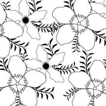 Pattern of beautiful flowers with branches and leafs 스톡 일러스트