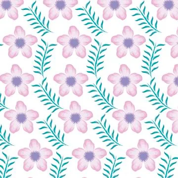 Pattern of beautiful flowers with branches and leafs 스톡 일러스트