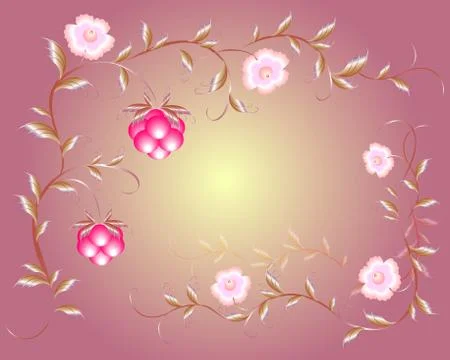 Pattern of beautiful raspberry and pink flowers. EPS10 vector illustration Illustrazione stock