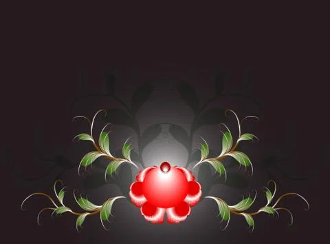 Pattern of beautiful red flower on a black base. EPS10 vector illustration Stock Illustration