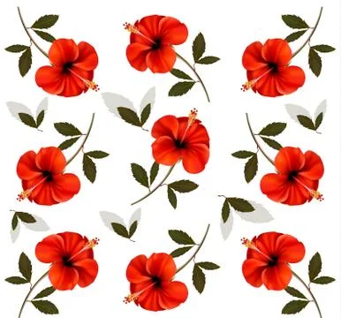 Pattern of beautiful red flowers. vector. Stock Illustration