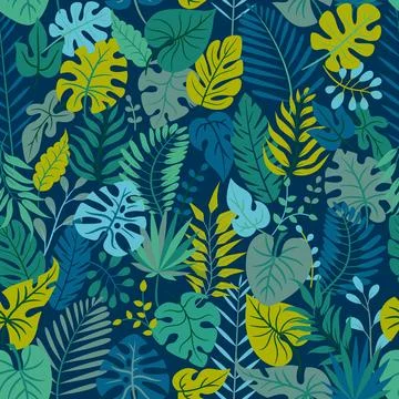 Pattern with beautiful tropical leaves. Stock Illustration