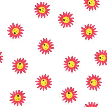 Pattern beauty flower face cartoon vector Illustrazione stock