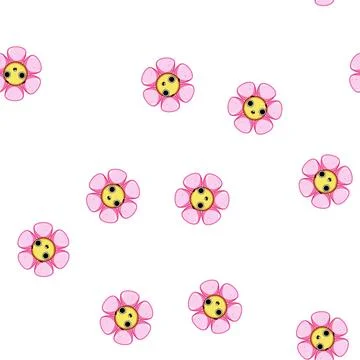 Pattern beauty flower face cartoon vector Stock Illustration
