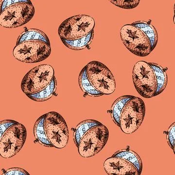 Pattern beauty pocket mirror sketch hand drawn Stock Illustration
