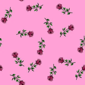 Pattern beauty rose sketch hand drawn 库存插图