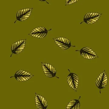 Pattern beech tree autumn leaf sketch hand drawn Illustrazione stock