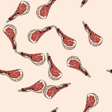 Pattern beef meat sketch hand drawn Stock Illustration