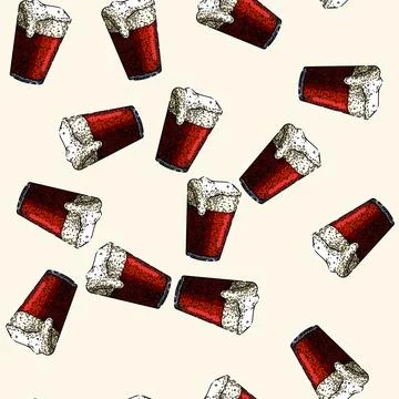 Pattern beer alcohol cup sketch hand drawn Stock Illustration