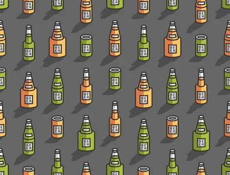 Pattern with beer bottles Stock Illustration
