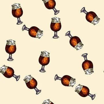 Pattern beer cup glass sketch hand drawn Stock Illustration