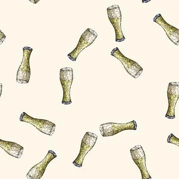 Pattern beer drink cup sketch hand drawn Stock Illustration