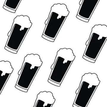 Pattern beer with foam isolated icon 스톡 일러스트