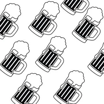 Pattern beer with foam isolated icon Stock Illustration